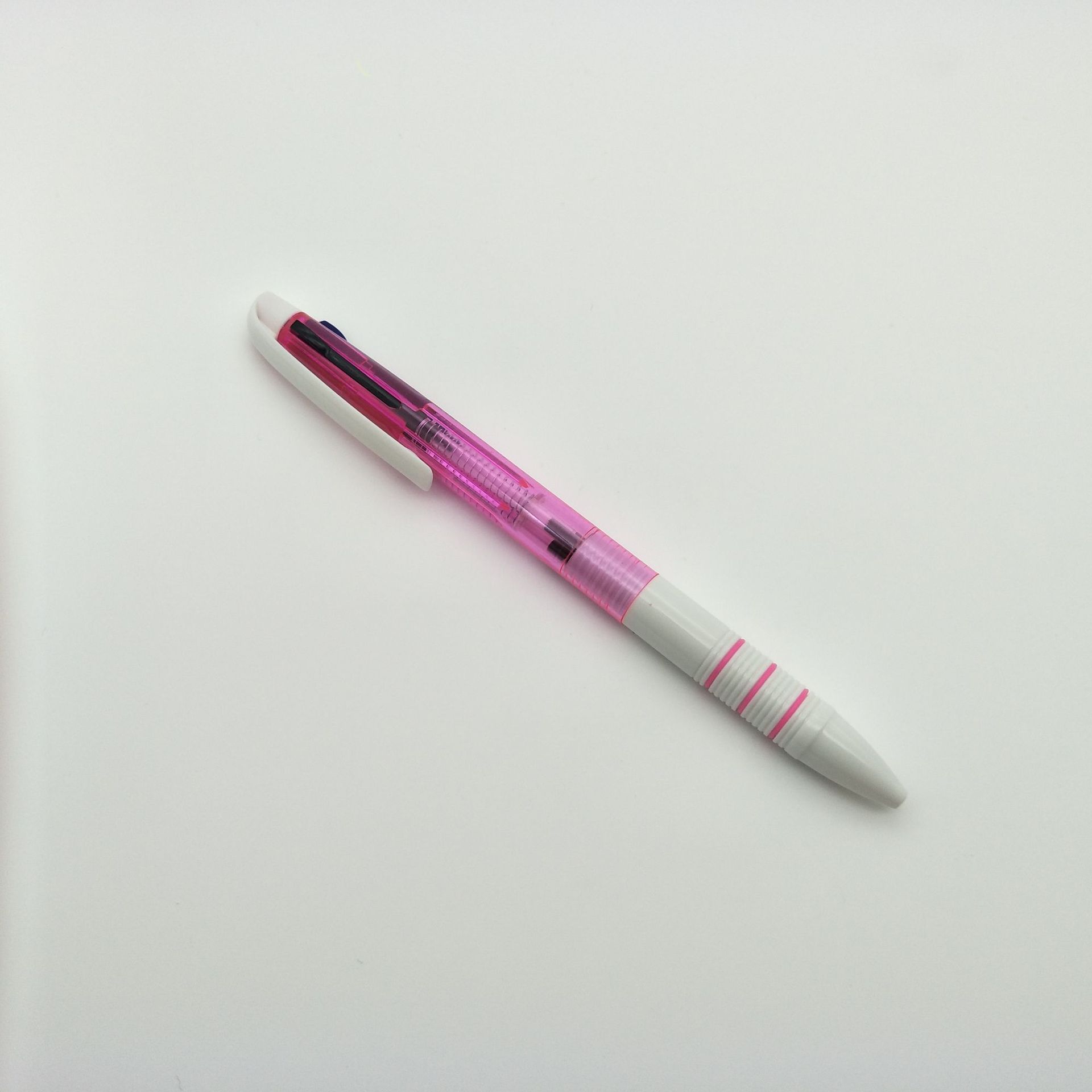 可定做logo广告三色圆珠笔彩色透明三色笔