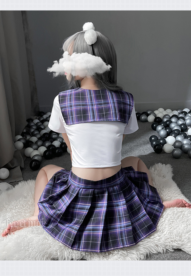 新款网红风情趣内衣性感日系格子纯情学生装jk制服百褶裙套装7039