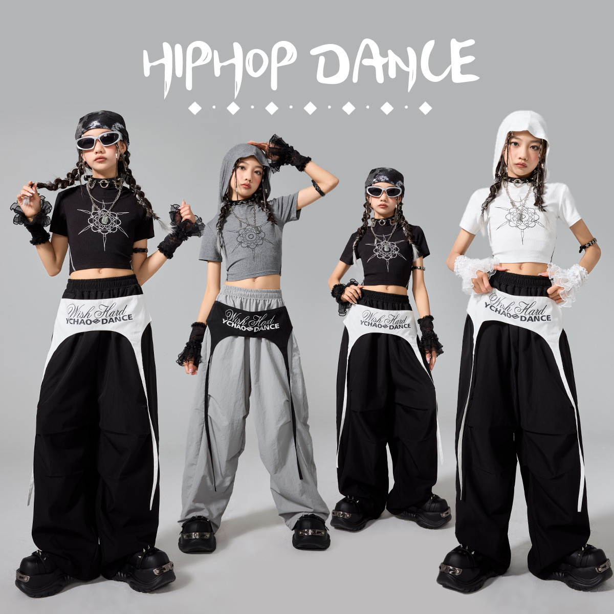 女童爵士舞服装潮酷时髦模特走秀街舞潮服儿童演出服舞蹈服表演服