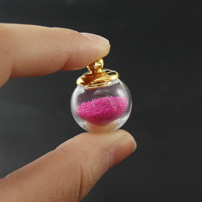 透明磨砂水晶瓶吊坠可打开装朱砂空瓶玻璃瓶空心瓶挂件瓶嘎乌瓶盒