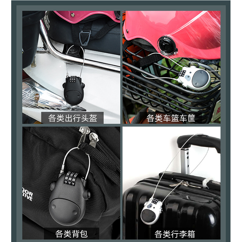 Yifeng Cartoon Cow Telescopic Steel Wire Rope Steel Cable Password Lock Suitcase Car Clothes Sled Motorcycle Helmet Lock