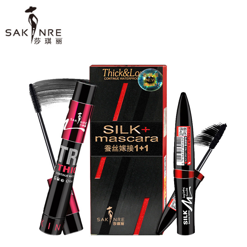 Sakinre Mascara Thick Big Eyes Lengthened Combination Mascara Not Easy to Faint Makeup Long Curling Fly-Free Legs