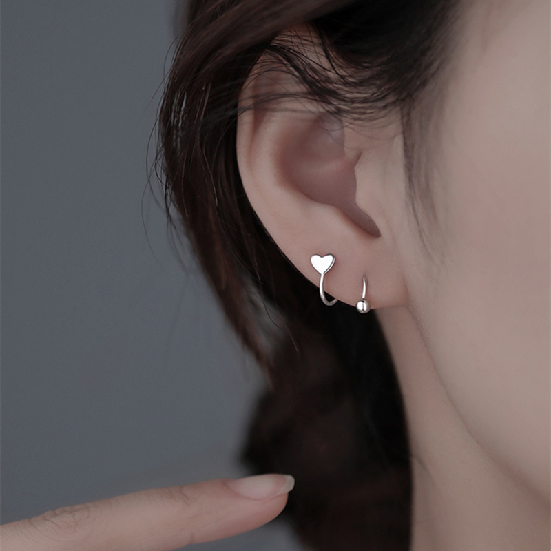 Spring Screw Stud Earrings Women's Sterling Silver Wholesale Ear Rings Senior Niche XINGX Earrings Elegant Heart Ear Bone Stud