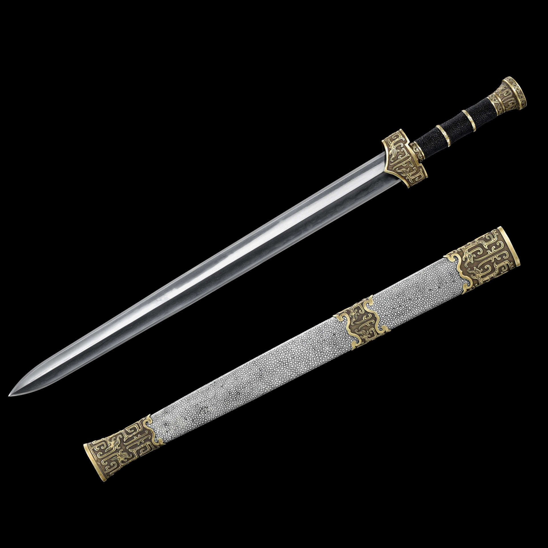 秦秋刀剑宝剑跨境代发毛铁草钢汉剑夹钢越王战剑春秋未开刃