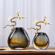 新中式珐琅彩琉璃轻奢装饰花瓶摆件高档入户玄关客厅高端家居饰品
