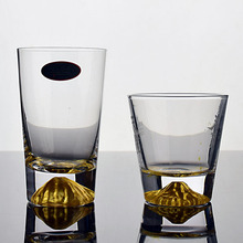 日式富士山杯威士忌酒杯晶白玻璃杯江户硝子礼盒雪山杯日本洋酒杯