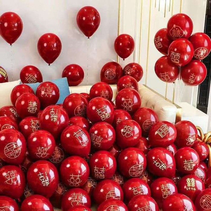 Wedding Room Decoration Pomegranate Red Balloon Double-Layer Thickened Wedding Room Balloon Engagement Decoration Wedding Balloon