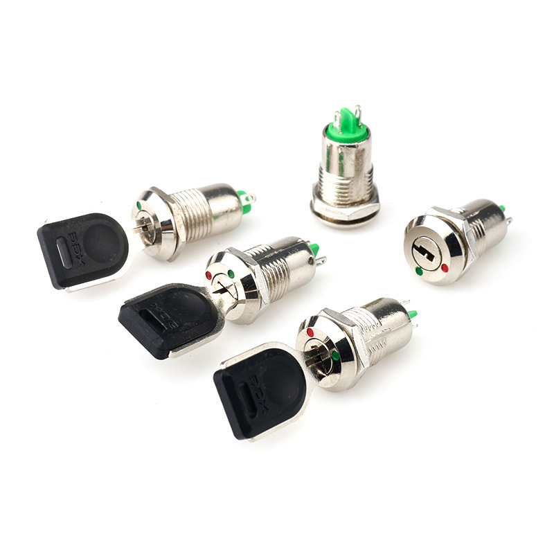 12MM电子锁金属钥匙开关2档金属电子锁开关带钥匙 电话玩具锁