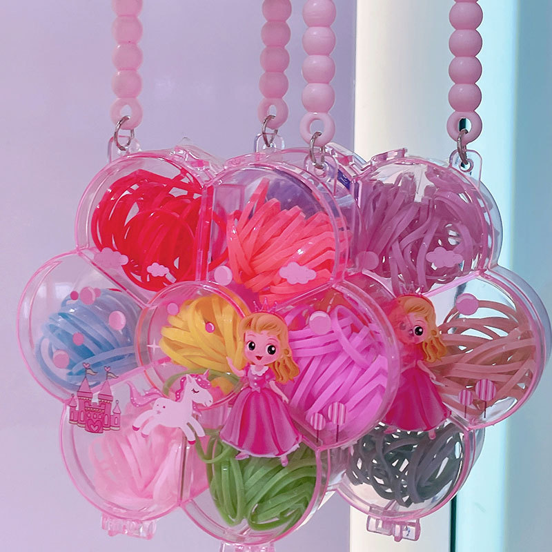 Candy-Colored Hair Tie Cute Girl Heart Pink Bag Disposable Hair Rope Hair Rubber Band Children Hair Accessories