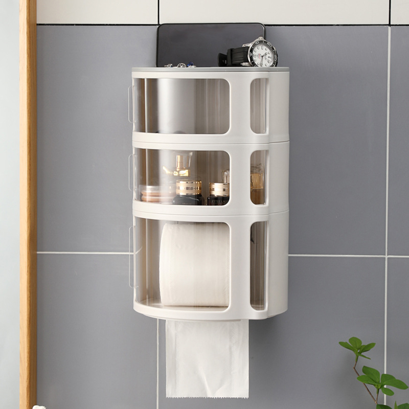 Toilet Toilet Paper Box Wall-Mounted Toilet Tissue Box Rack Punch-Free Waterproof Creative Sanitary Napkin Storage Box