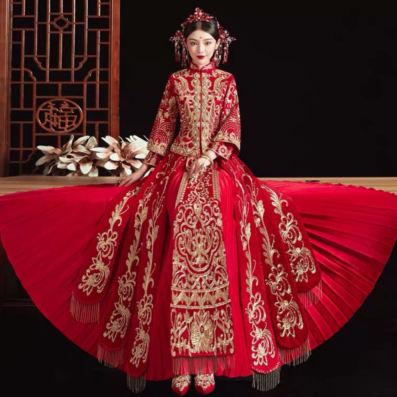 秀禾服新娘2021新款结婚中式古装嫁衣中国风出阁服龙凤褂绣禾服女