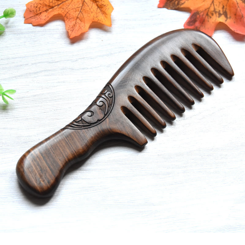 大齿梳黑檀木梳子女家用卷发防静电按摩长发家用男刻字生日