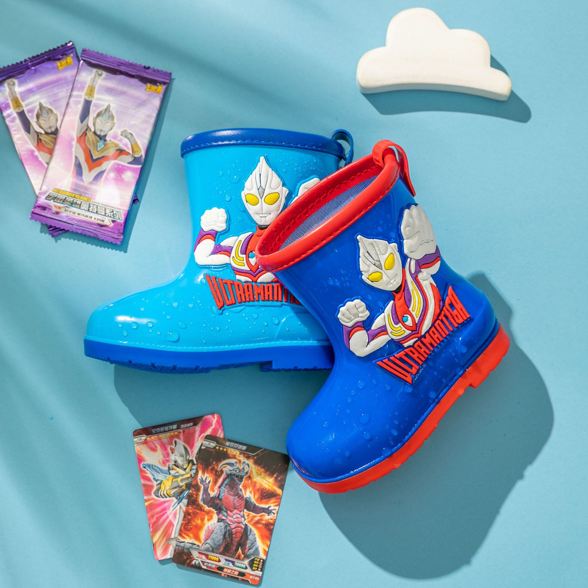 奥特曼儿童雨鞋男童大卡通防滑中筒胶鞋小孩宝宝四季雨靴小童水鞋