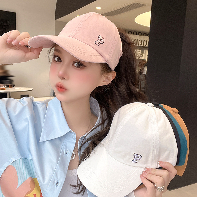 Women's High Ponytail Baseball Cap Spring and Summer Peaked Cap Sun Protection Hat Air Top Sunhat Sun Hat Subnet Red Korean Style
