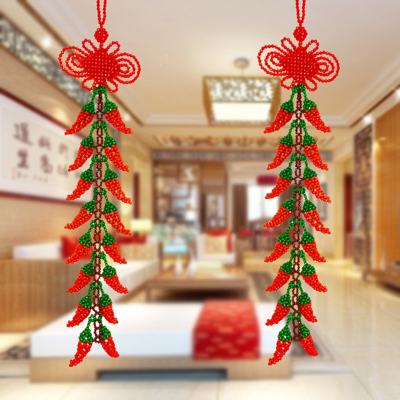 手工串珠大灯笼diy材料包散珠子家居客厅纯手工大挂件喜庆辣椒