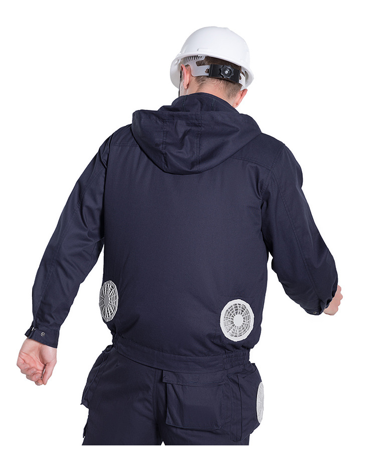 跨境连帽风扇服男夏季降温空调服户外防风外套工装劳保工作服定制