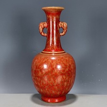 清代出口回流大清康熙年制霁红釉单色釉花瓶摆件古玩花瓶老物件
