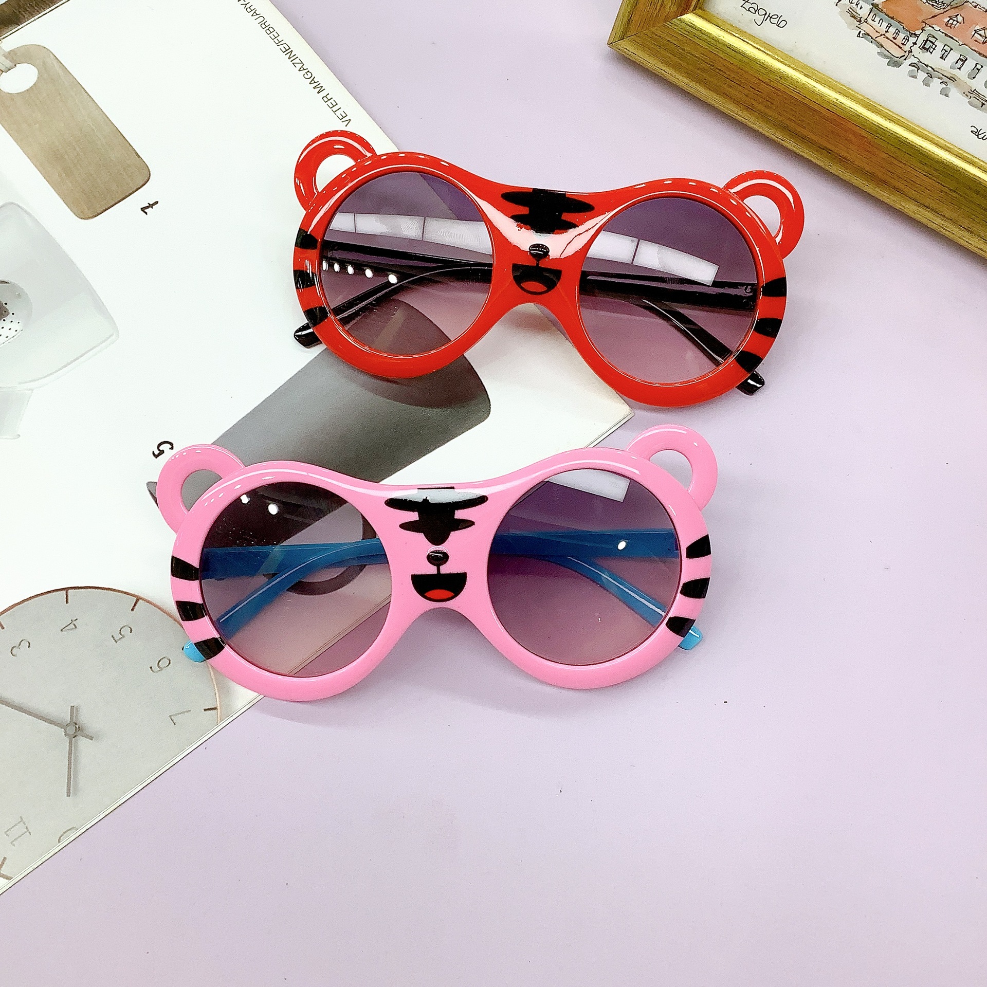 New Fashion Korean Style Kids Sunglasses Cute Cartoon Tiger Glasses Cute Baby Sunglasses Sunglasses Wholesale