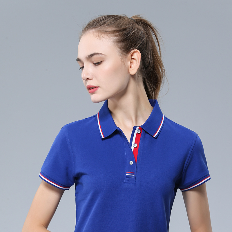 polo领短袖女工作服夏季员工工装上衣体恤半袖条纹宽松公司文化衫
