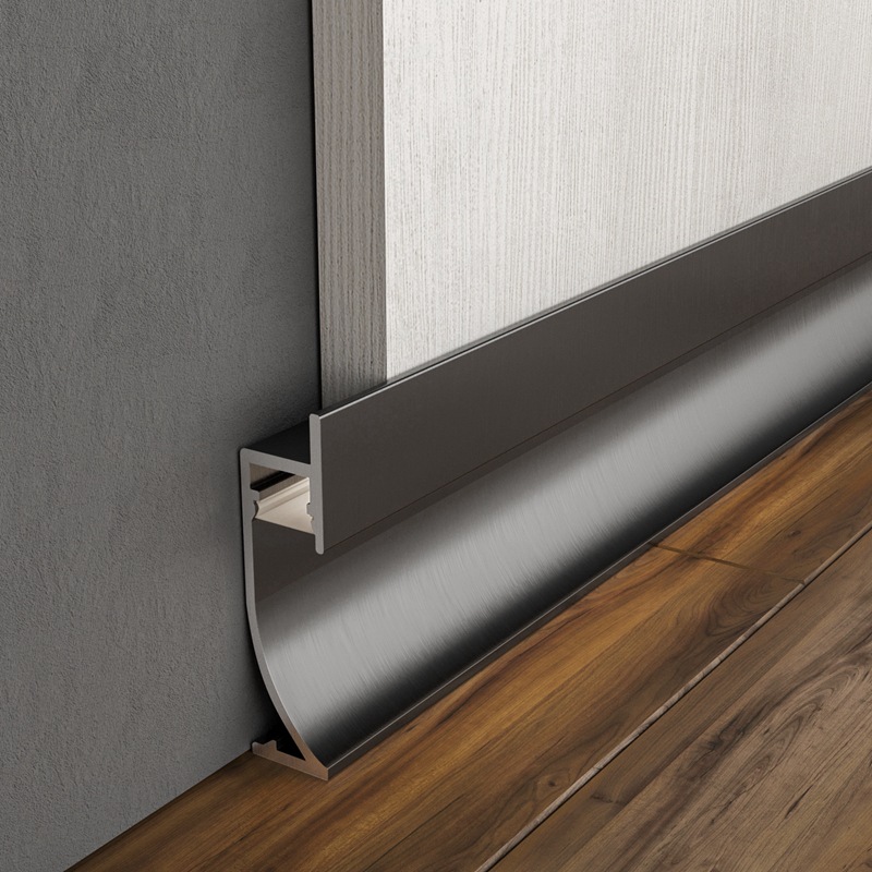 隐形踢脚线金属条地线发光暗装ledi收边条自粘墙贴地角线黑色