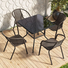 户外桌椅阳台露天桌椅套件小花园现代铁艺桌椅小茶几室外庭院桌椅