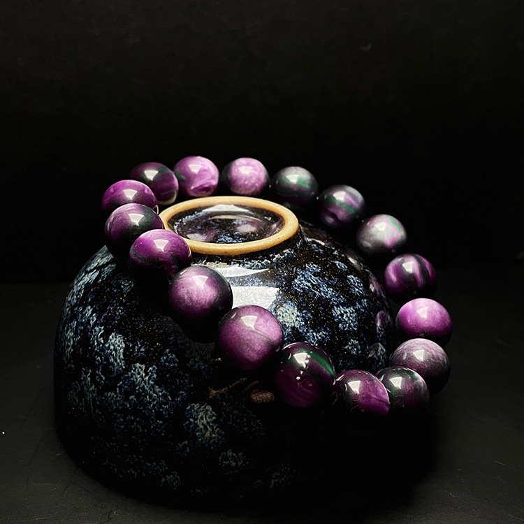 0佛珠恋珠老料紫色彩柳手串把件