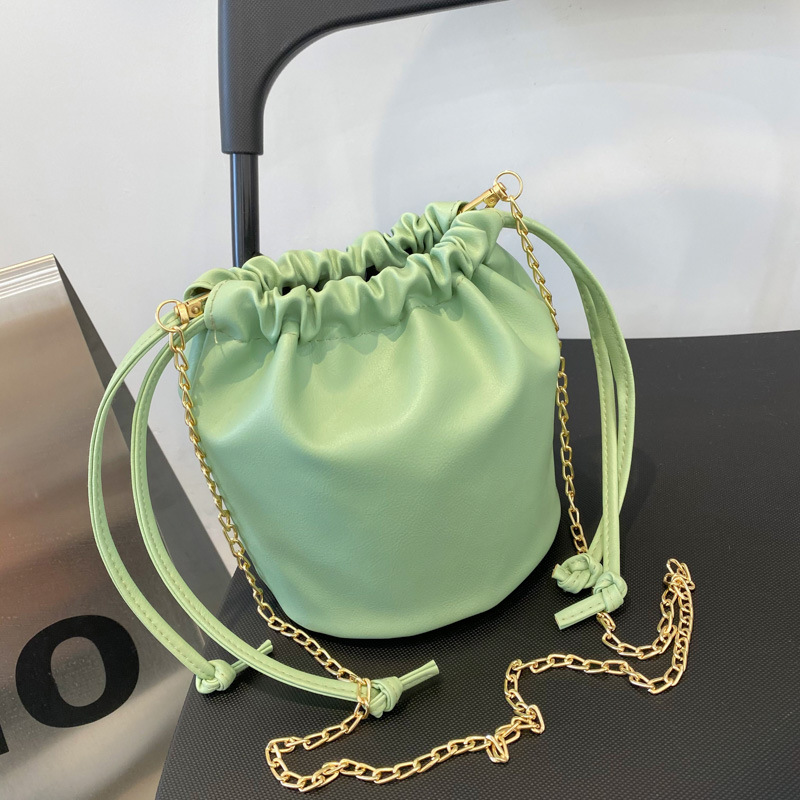 Small Bag 2021 Spring and Summer New Fashion Korean Style Shoulder Bag Western Style Drawstring Crossbody Portable Bucket Bag