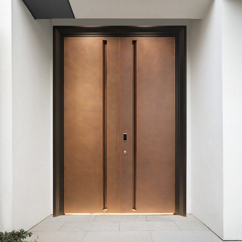 高档别墅庭院铜门 防盗铜门入户门纯铜仿铜双开进户大门 厂家直供
