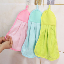 T 纯色可挂式擦手巾 超强吸水懒人珊瑚绒抹布洗碗布洗碗巾擦手布