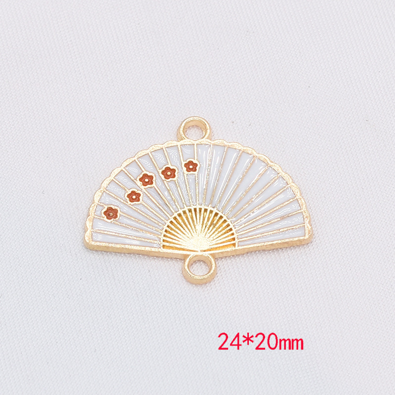 New Chinese Style Alloy Double Hanging Plum Dripping Fan Earrings Car Keychain Accessories Diy Decorative Pendant