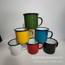 8CM加厚跨境搪瓷杯0.5mm厚度珐琅杯怀旧老式茶缸个性广告水杯批发