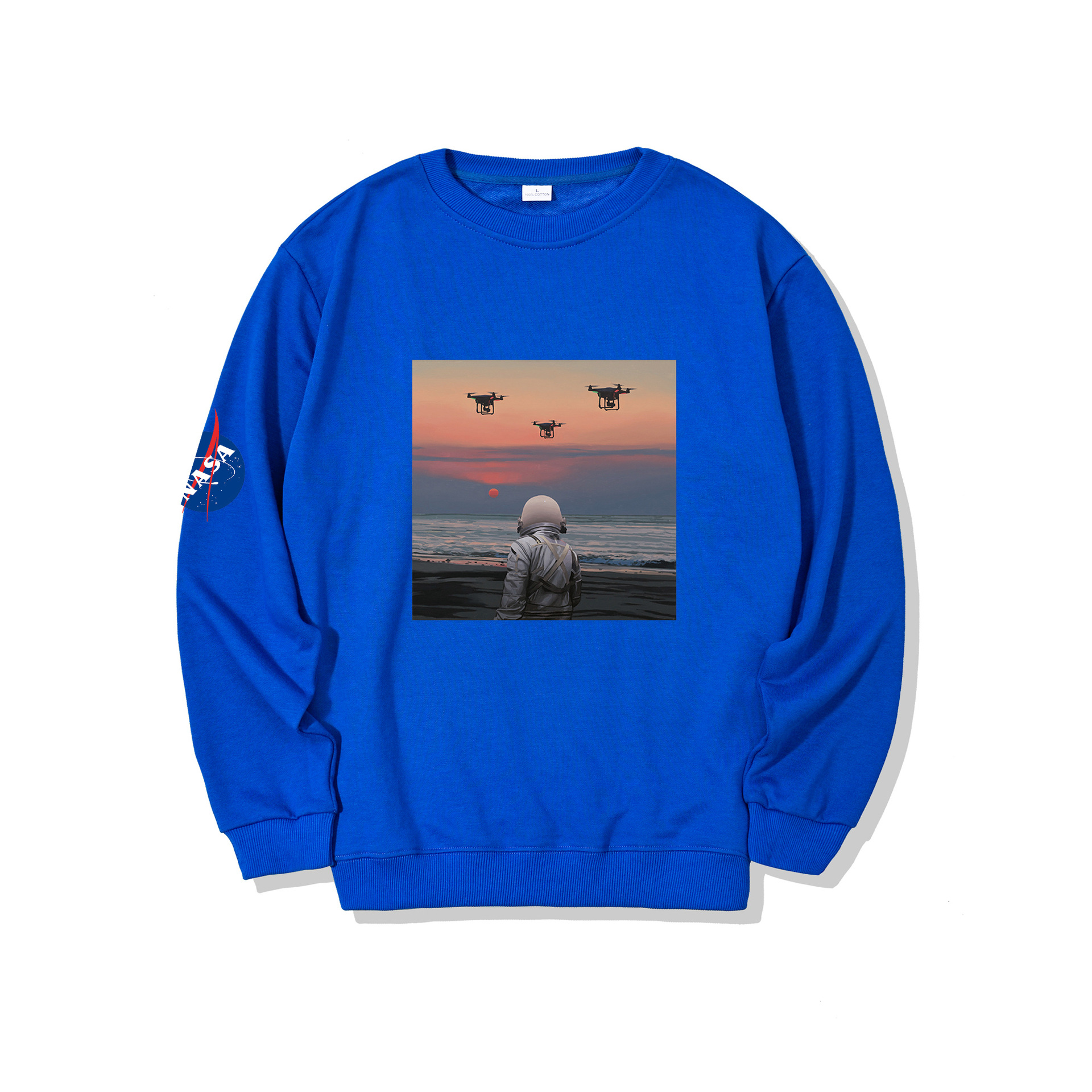 nasa sup联名款太空熊宇航员情侣款男秋季潮牌潮流宽松长袖卫衣