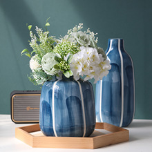 莫狄森陶瓷装饰花瓶大家居亮光摆件客厅厨房花插水培蓝色样板房