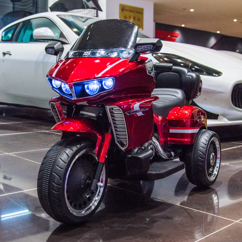 儿童电动摩托车可坐人小孩双驱遥控三轮车充电自驾电瓶宝宝玩具车