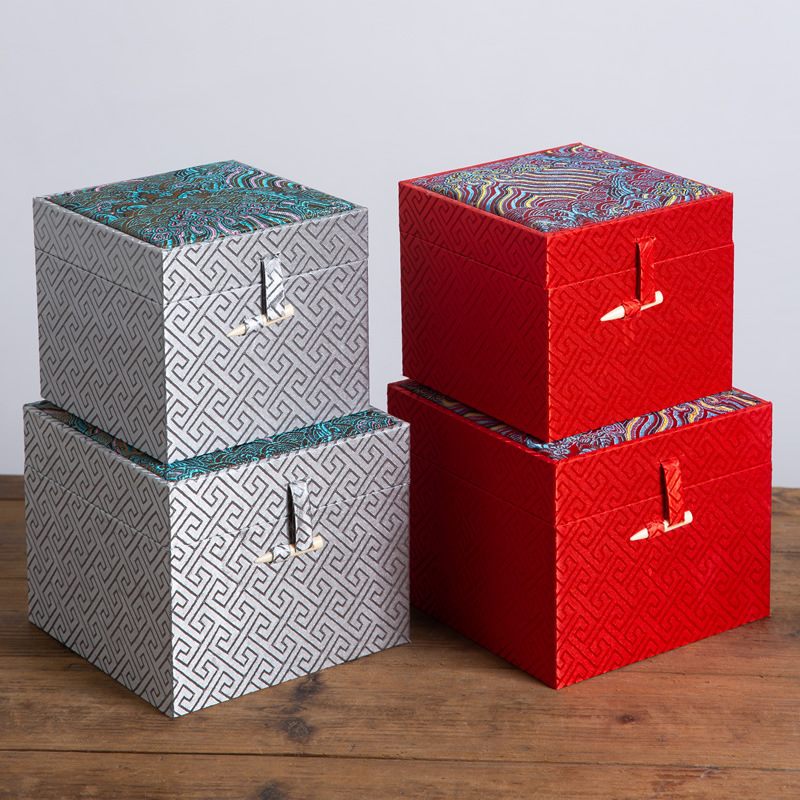 回纹刺绣云锦建盏主人杯子包装礼品盒布盒紫砂茶壶空礼盒