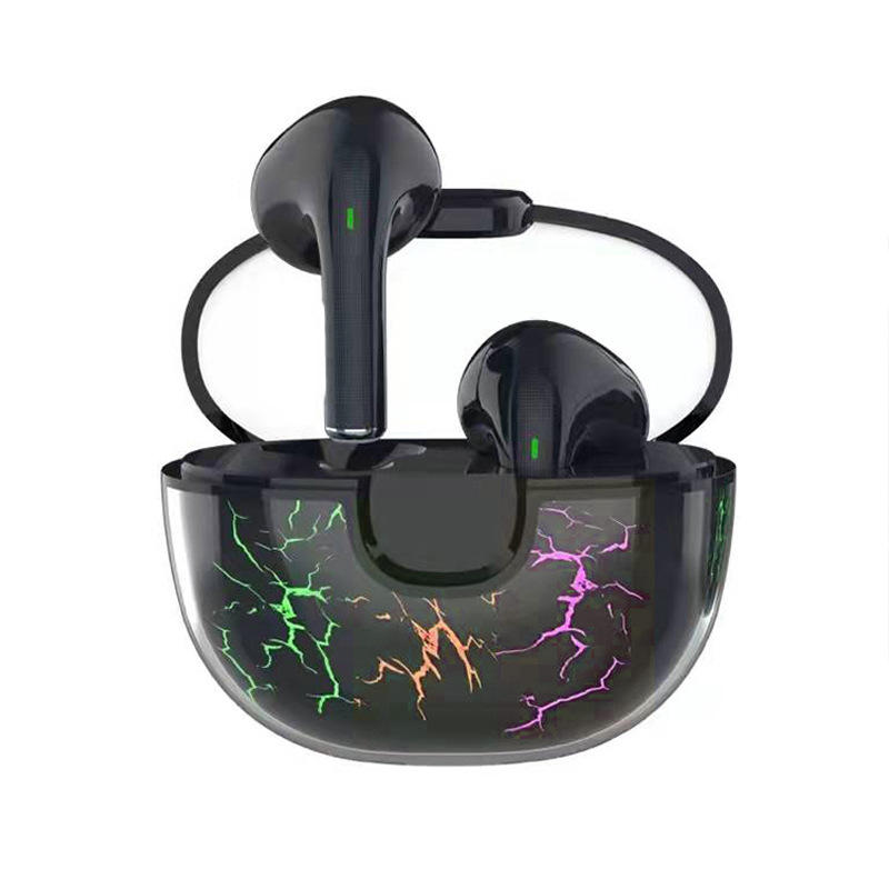 2021霍尔开关闪电爆裂纹呼吸灯透明tws新款真无线蓝牙耳机太空舱