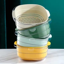 抖音爆款PTE透明双层沥水篮塑料洗菜盆多功能厨房洗菜篮子