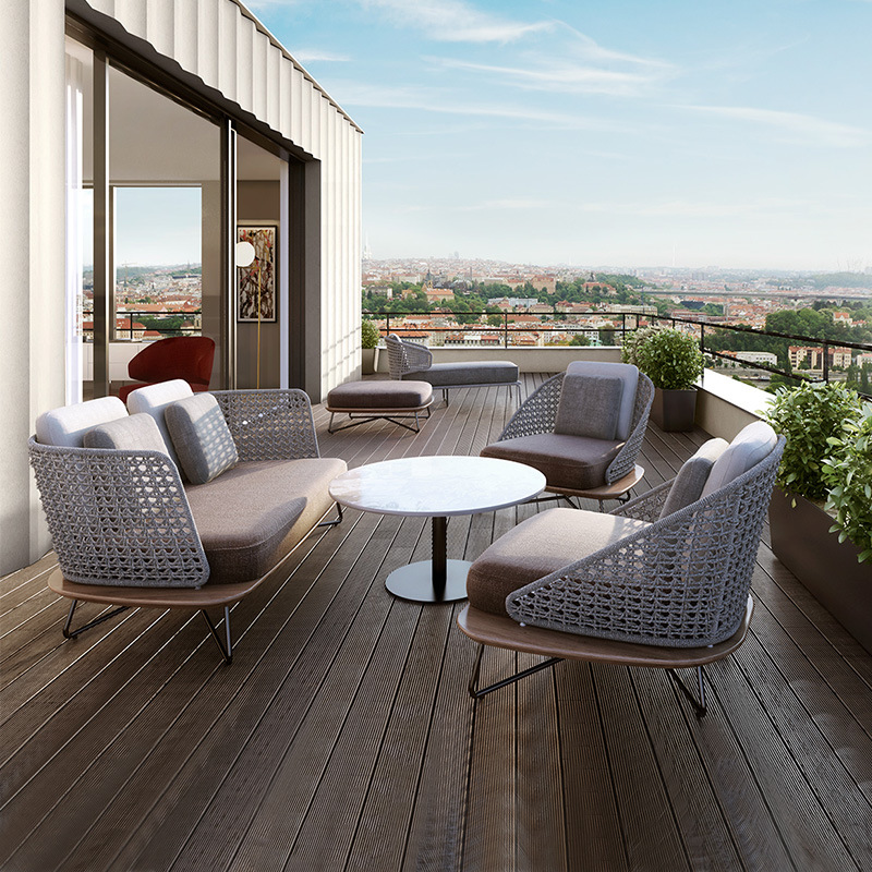 户外藤沙发庭院阳台藤椅三件套组合室外休闲客厅藤编家具防水