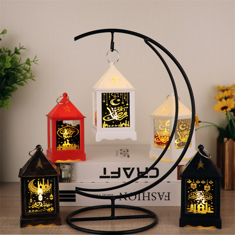 LED Electronic Candle Light Retro Portable Small Oil Lamp Middle East Festival Lantern Plastic Candlestick Arab Ambience Light