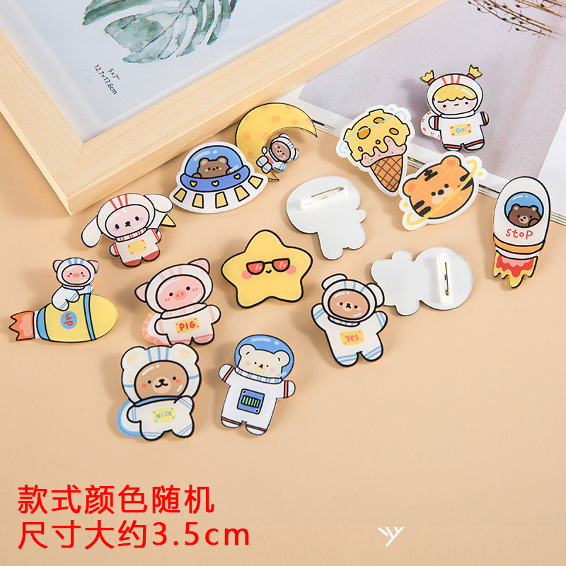 Korean Ins Girl Brooch Cute Cartoon Child Pin Schoolbag Pin Small Pendant Students Badge Ornament