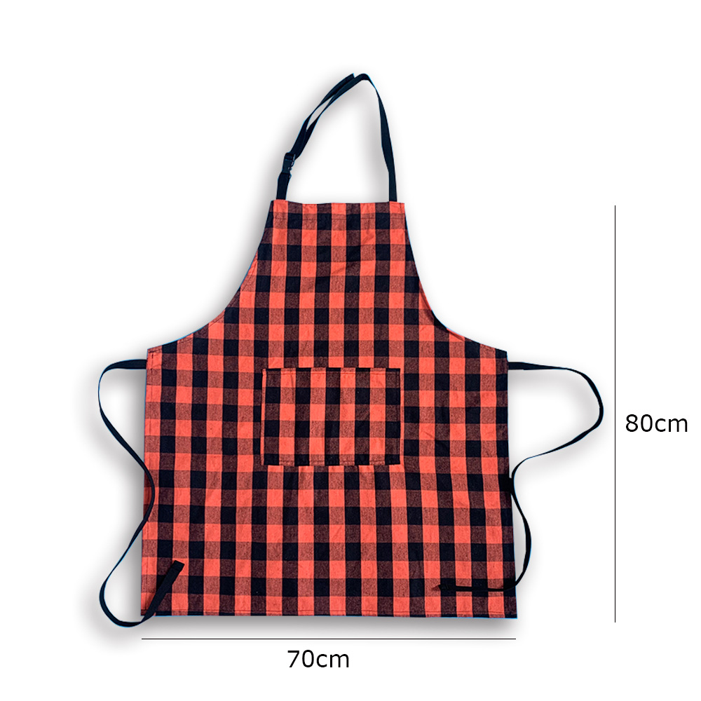 万圣节红黑格子涤棉色织厨房围裙-阿里巴巴