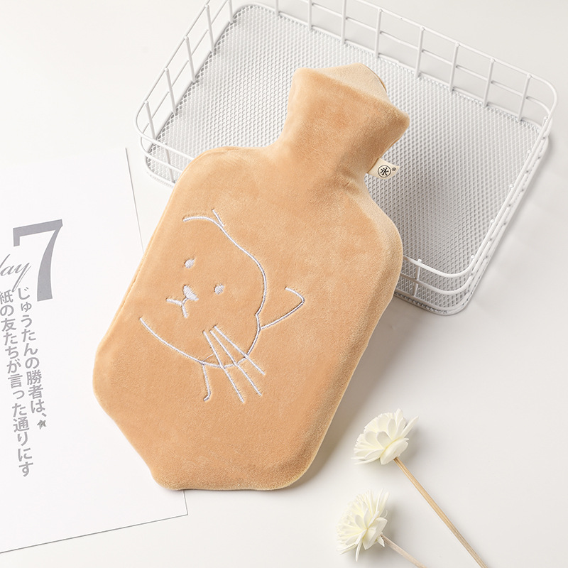 Cross-Border Supply Plush Hot Water Bag Water Injection Hot Water Bottle Rubber Explosion-Proof Warm Belly Hot Compress Cartoon Plush Hot Water Bag