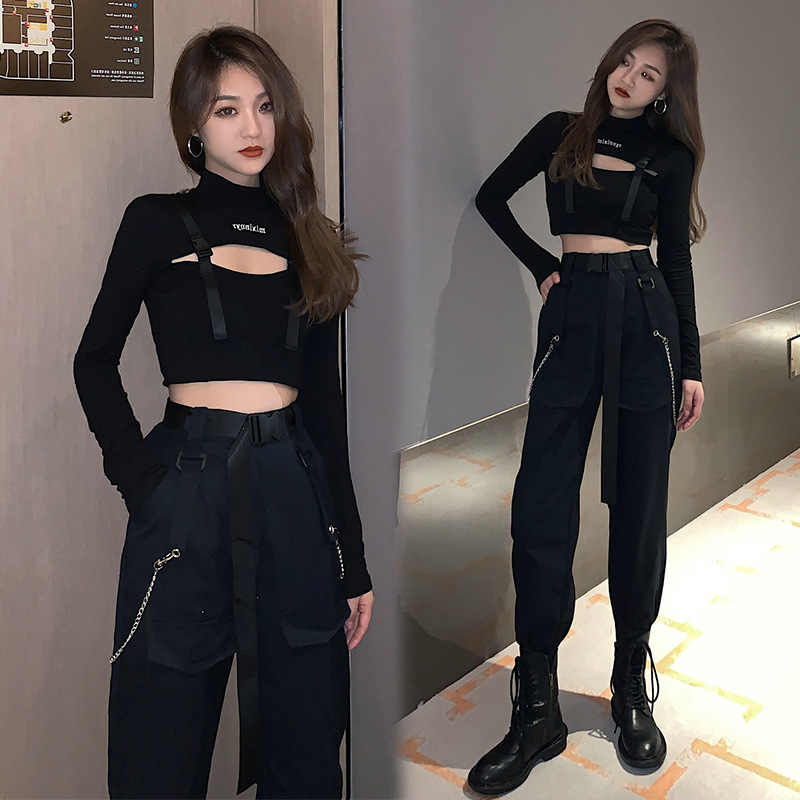 酷风格机车风女装超酷蹦迪工装套装潮上衣服甜酷女孩穿搭帅气个性