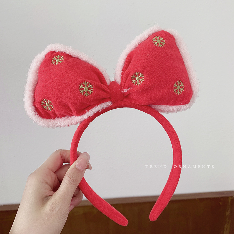 High-Grade Sequined Christmas Bow Headband New Cute Women's Headband Holiday Funny Atmosphere Hair Accessories