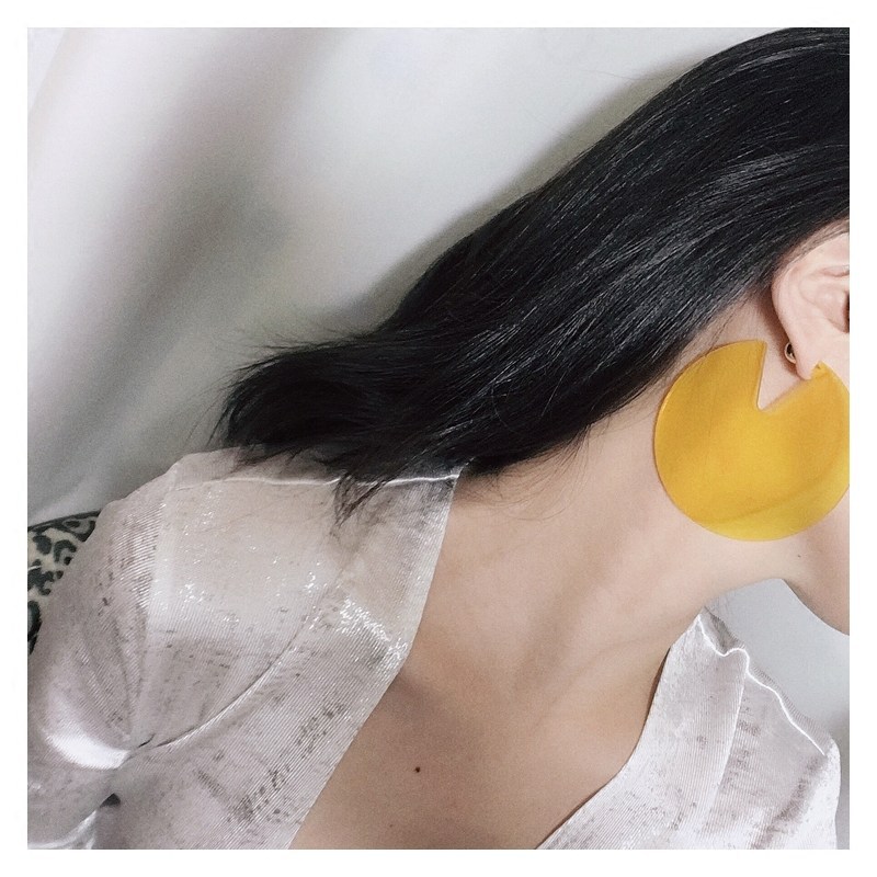 耳边铛 197韩国红色超大亚克力三角口圆形大圈时尚夸张个性耳环