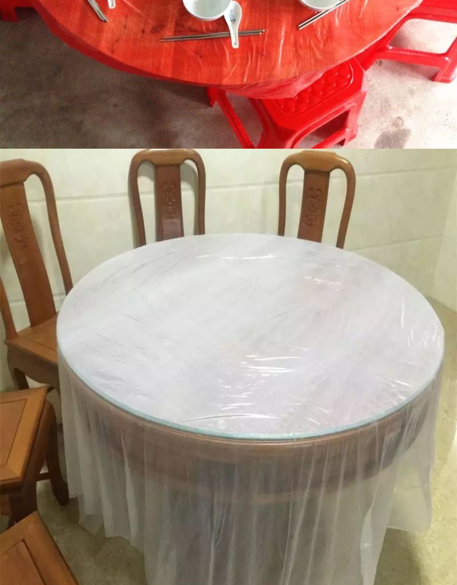 一次性桌布台布加厚塑料薄膜圆桌正方形桌布餐桌布酒席婚庆长方形