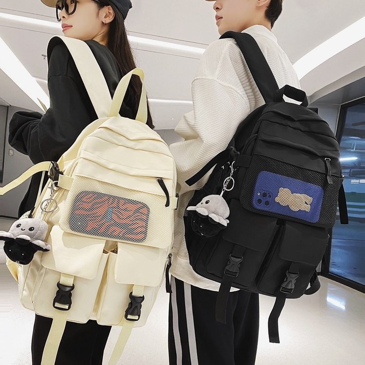 New Large Capacity Backpack Female College Student Black Bag Male Middle School Student Junior High School Student High School Student Bag Wholesale