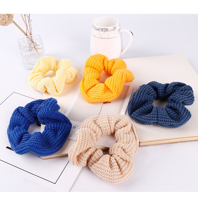 秋冬款彩色大肠发圈 毛线针织女士扎头发束头花发绳发饰包邮批发
