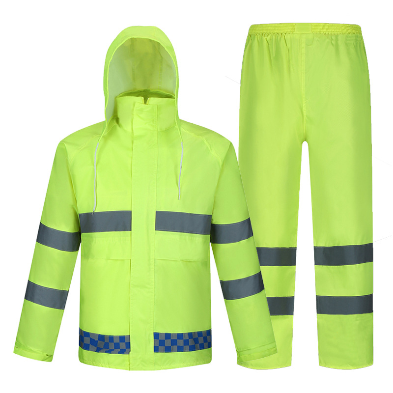 Wholesale Sanitation and Labor Protection Split Reflective Raincoat Rain Pants Suit Adult Traffic Duty Emergency Body Rain-Proof Clothes