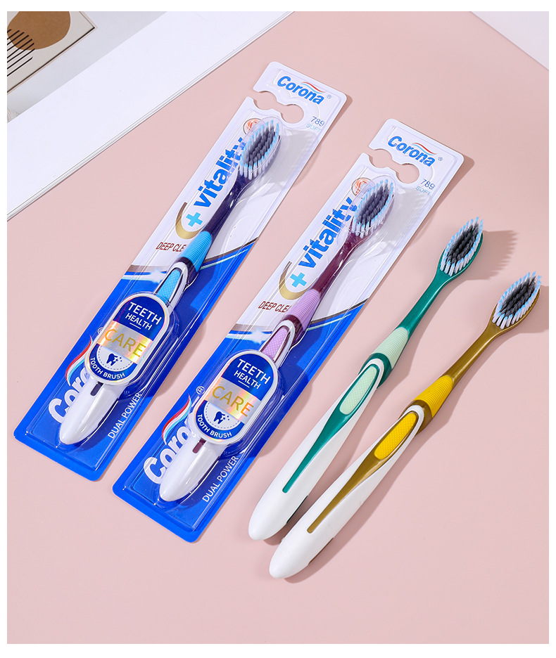 High-End Adult Soft-Bristle Toothbrush Foreign Trade Special English Packaging 789 High Quality Soft-Bristle Toothbrush Wholesale